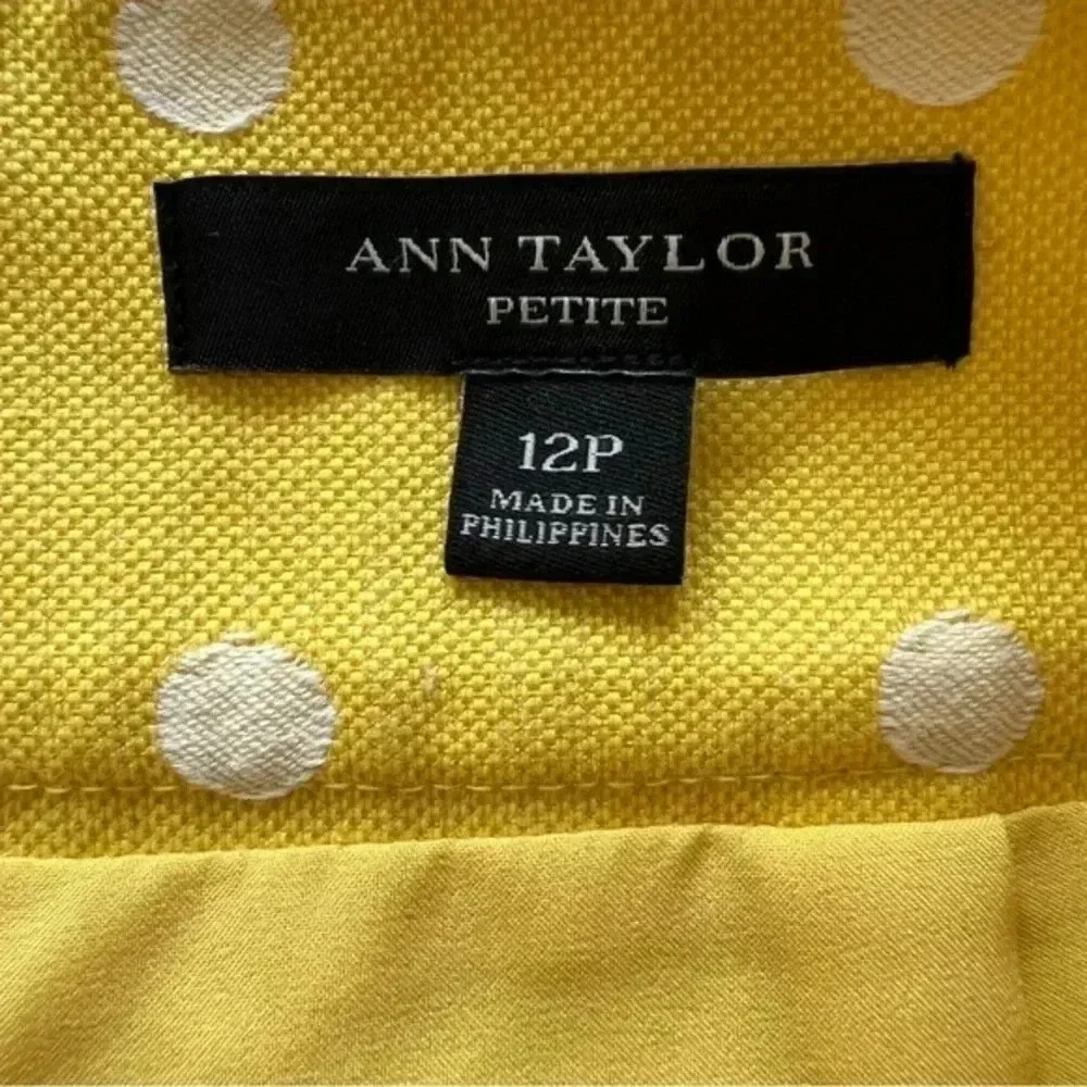 Ann Taylor Women Yellow Casual polka dot mini Skirt Size 12 Petites